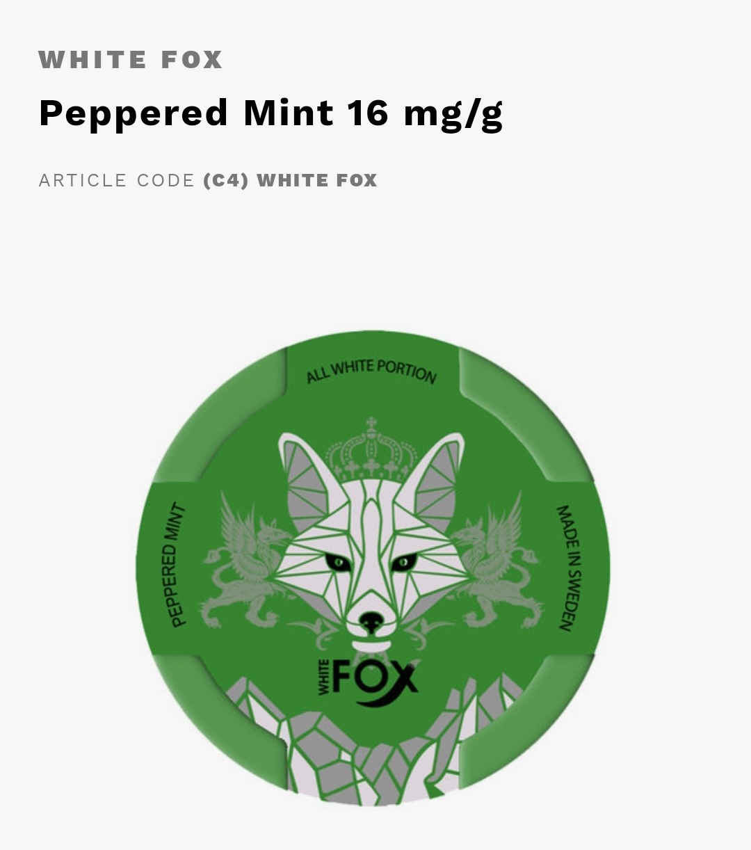White Fox Peppered Mint Online Snus Satın al, Snus İstanbul, Snus